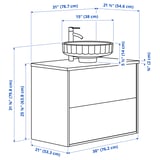 ÄNGSJÖN / LERSJÖN Sink cab w drawers/sink/tap, high gloss white/white marble effect, 31x21 1/2x31 3/8 "