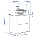 ÄNGSJÖN / LERSJÖN Sink cab w drawers/sink/tap, oak effect/white marble effect, 25x21 1/2x31 3/8 "