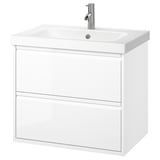 ÄNGSJÖN / ORRSJÖN Sink cab w drawers/sink/tap, high gloss white, 31x21 3/4x27 5/8 "