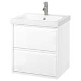ÄNGSJÖN / ORRSJÖN Sink cab w drawers/sink/tap, high gloss white, 25x21 3/4x27 5/8 "