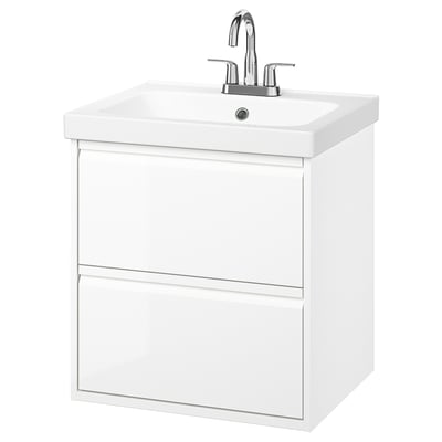 ÄNGSJÖN / ORRSJÖN Sink cab w drawers/sink/tap, high gloss white, 25x21 3/4x27 5/8 "