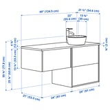ÄNGSJÖN / OXMYREN Sink cab/sinks/faucet, brown oak effect/black marble effect, 49x21 1/2x30 5/8 "