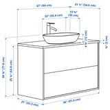 ÄNGSJÖN / OXMYREN Sink cab w drawers/sink/tap, high gloss white/black marble effect, 37x21 1/2x30 5/8 "