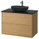 ÄNGSJÖN / OXMYREN Sink cab w drawers/sink/tap, oak effect/black marble effect, 37x21 1/2x30 5/8 "