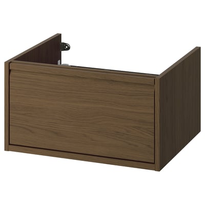 ÄNGSJÖN Sink cabinet with drawer, brown oak effect, 24x21x13 1/8 "