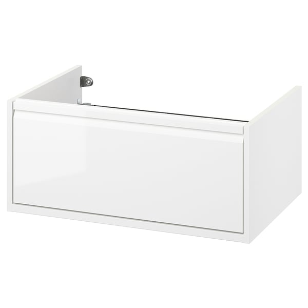 ÄNGSJÖN Sink cabinet with drawer, high gloss white, 30x21x13 1/8 "
