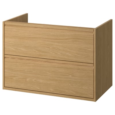 ÄNGSJÖN Sink cabinet with drawers, oak effect, 36x21x25 1/8 "