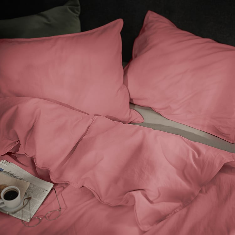 ÄNGSLILJA duvet cover and pillowcase(s), dark pink, King IKEA CA