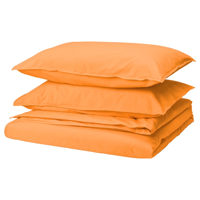 ÄNGSLILJA duvet cover and pillowcase(s), orange, Full/Queen (Double