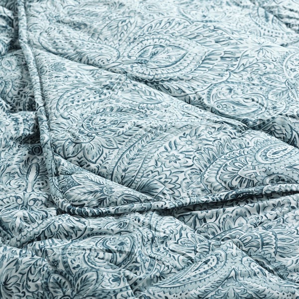 ÄNGSSTAMFLY Duvet, light warm, blue/white, Full/Queen