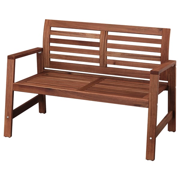 Applaro Bench With Backrest Outdoor Brown Stained Ikea