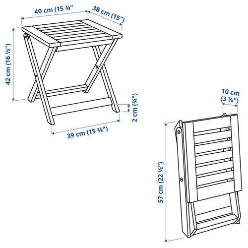 ÄPPLARÖ Stool, outdoor, foldable brown stained IKEA CA