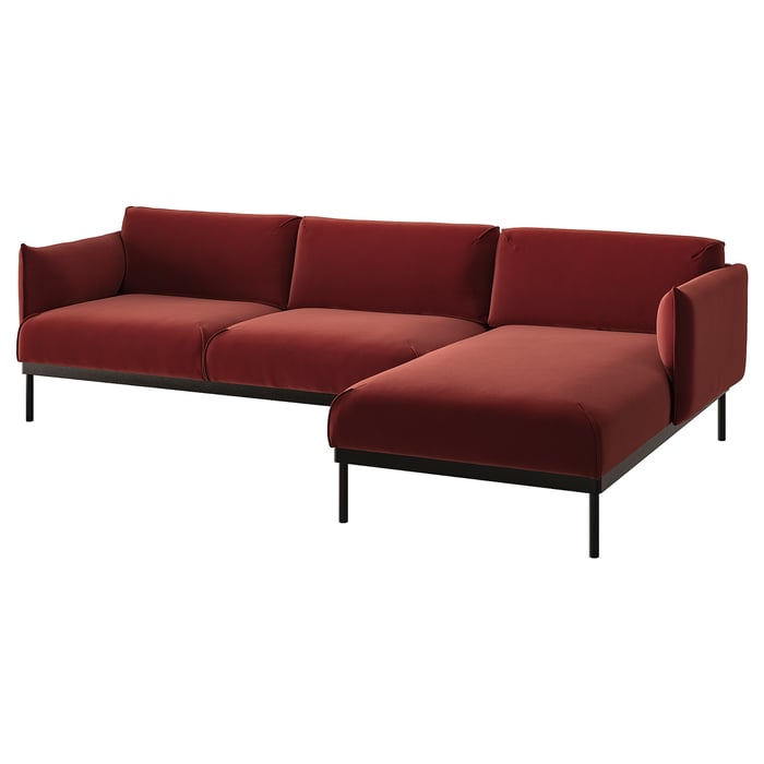 ÄPPLARYD loveseat with chaise, Djuparp red/brown IKEA CA