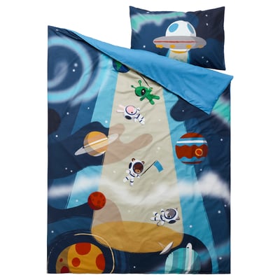 AFTONSPARV Duvet cover and pillowcase, space/blue, Twin