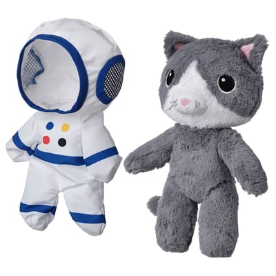 AFTONSPARV Soft toy with astronaut suit, cat, 11 "