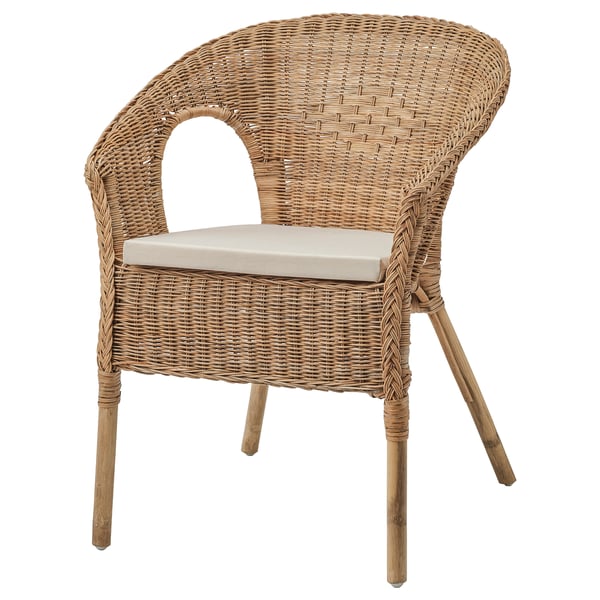 AGEN Armchair with cushion, rattan/Norna natural