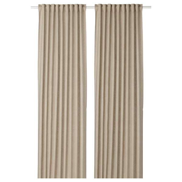 Aina Curtains 1 Pair Beige Ikea