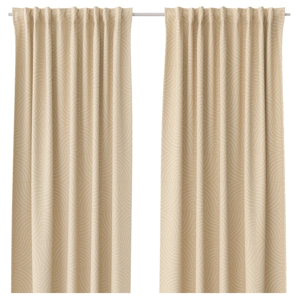 ÅKERMOLKE Curtains, 1 pair, beige, 57x98 "