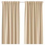 ÅKERMOLKE Curtains, 1 pair, beige, 57x98 "