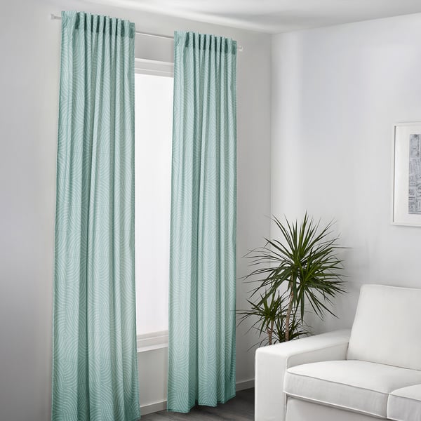 ÅKERMOLKE Curtains, 1 pair, light blue, 57x98 "