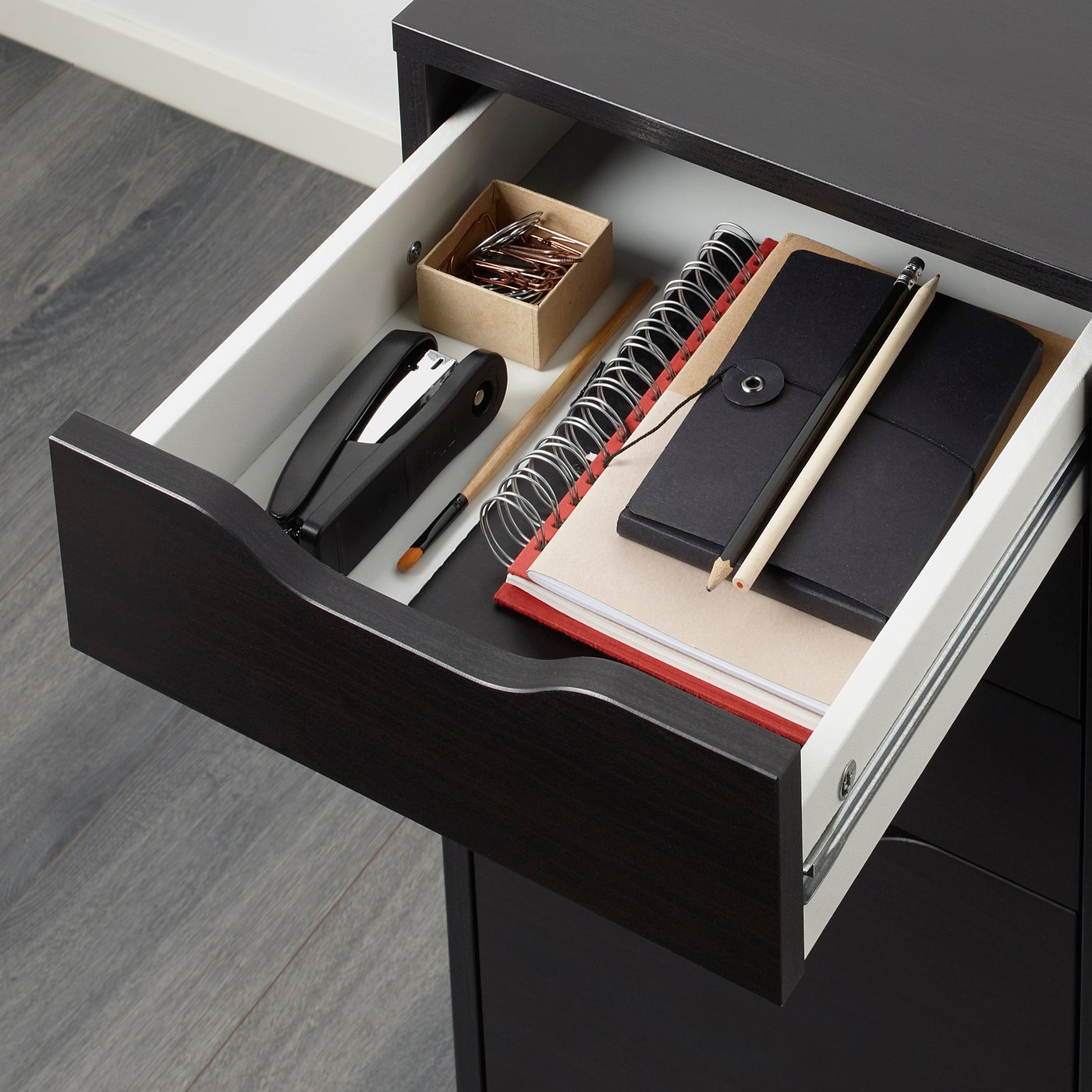 ALEX Drawer unit/drop file storage - black-brown 36x70 cm (14 1/8x27 1/2 ")