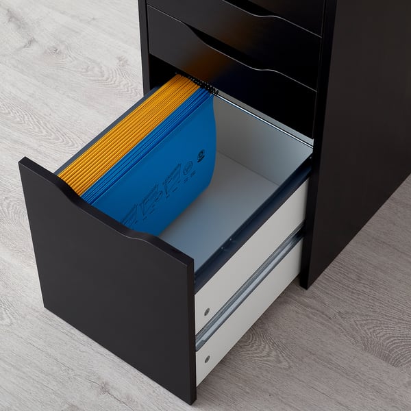 ALEX Drawer unit/drop file storage, black-brown, 14 1/8x27 1/2 "