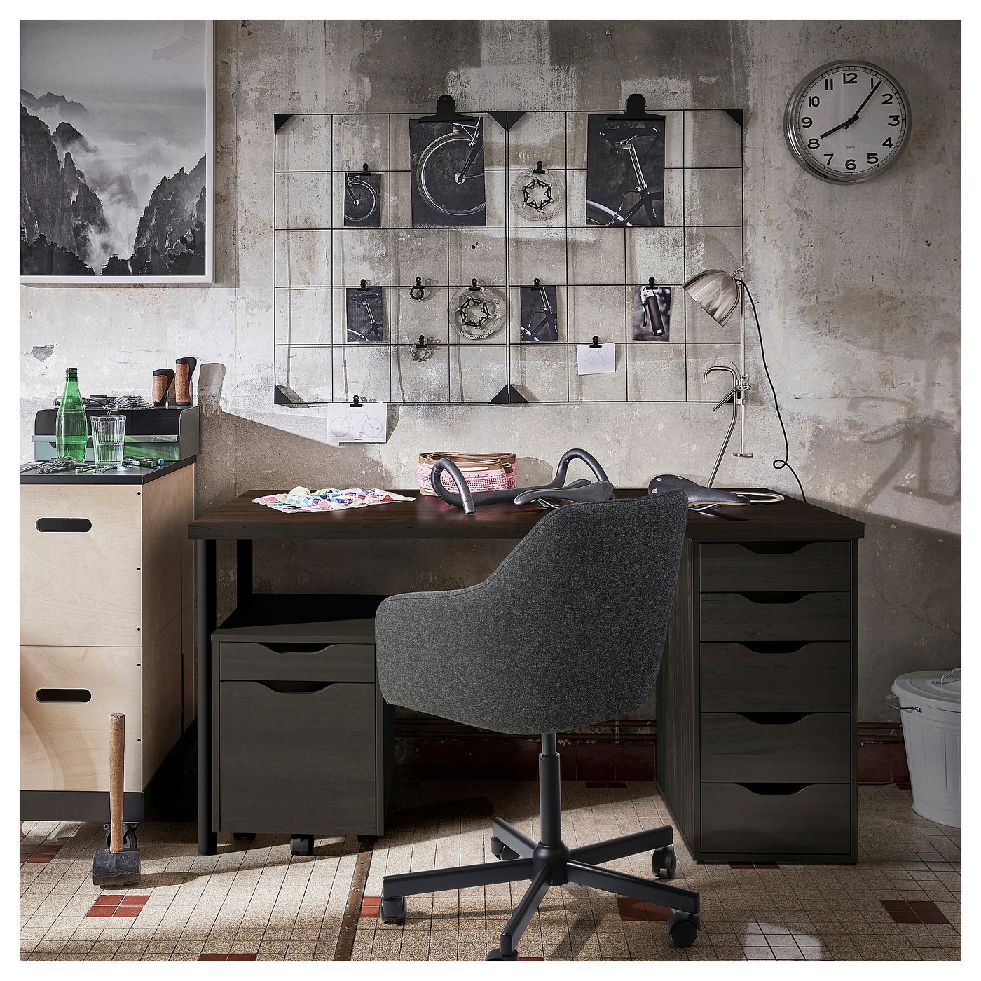 ALEX drawer unit on casters, black-brown/black, 36x50 cm (141