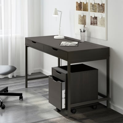 ALEX Drawer unit on casters, black-brown/black, 14 1/8x19 5/8 "