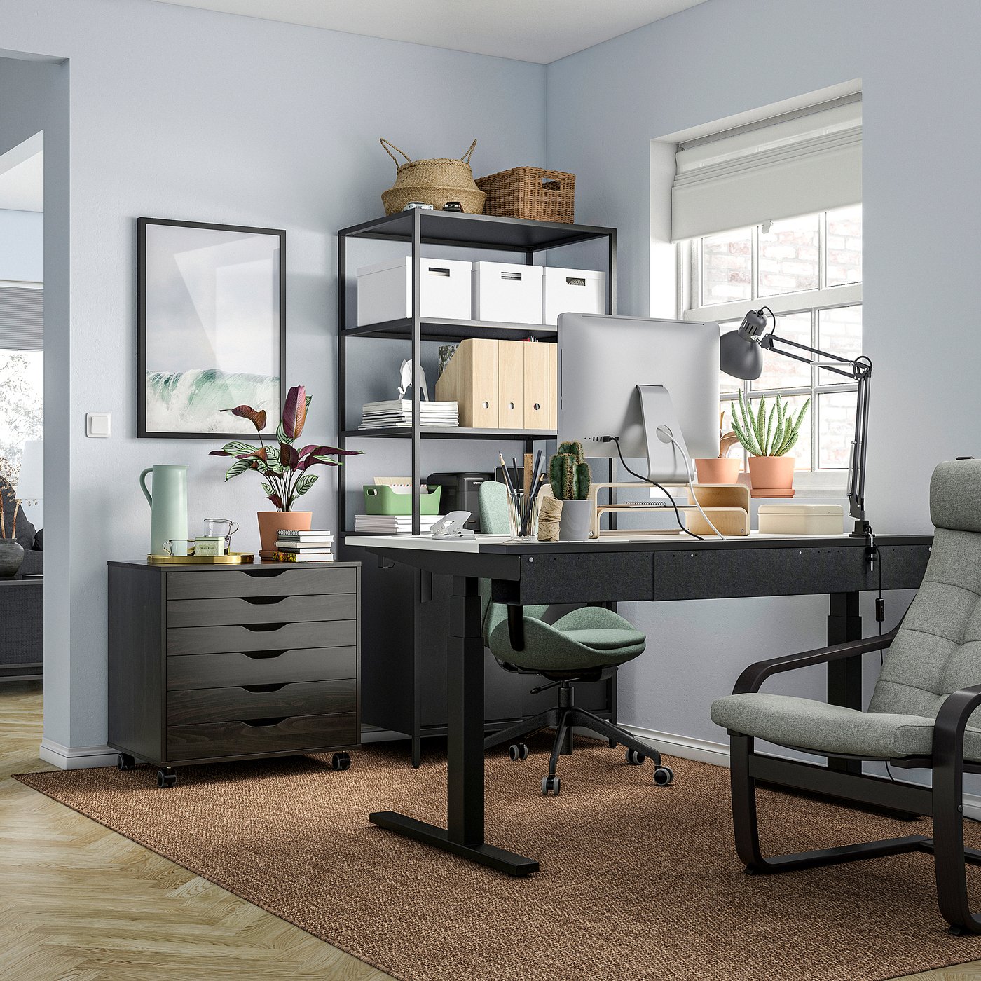 ALEX drawer unit on casters, black-brown, 67x66 cm (263/8x26