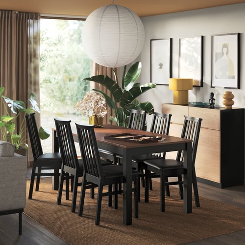 ÅLHULT / ÅLHULT Table and 6 chairs, black/brown/Bomstad black black, 66 7/8x31 1/2 "