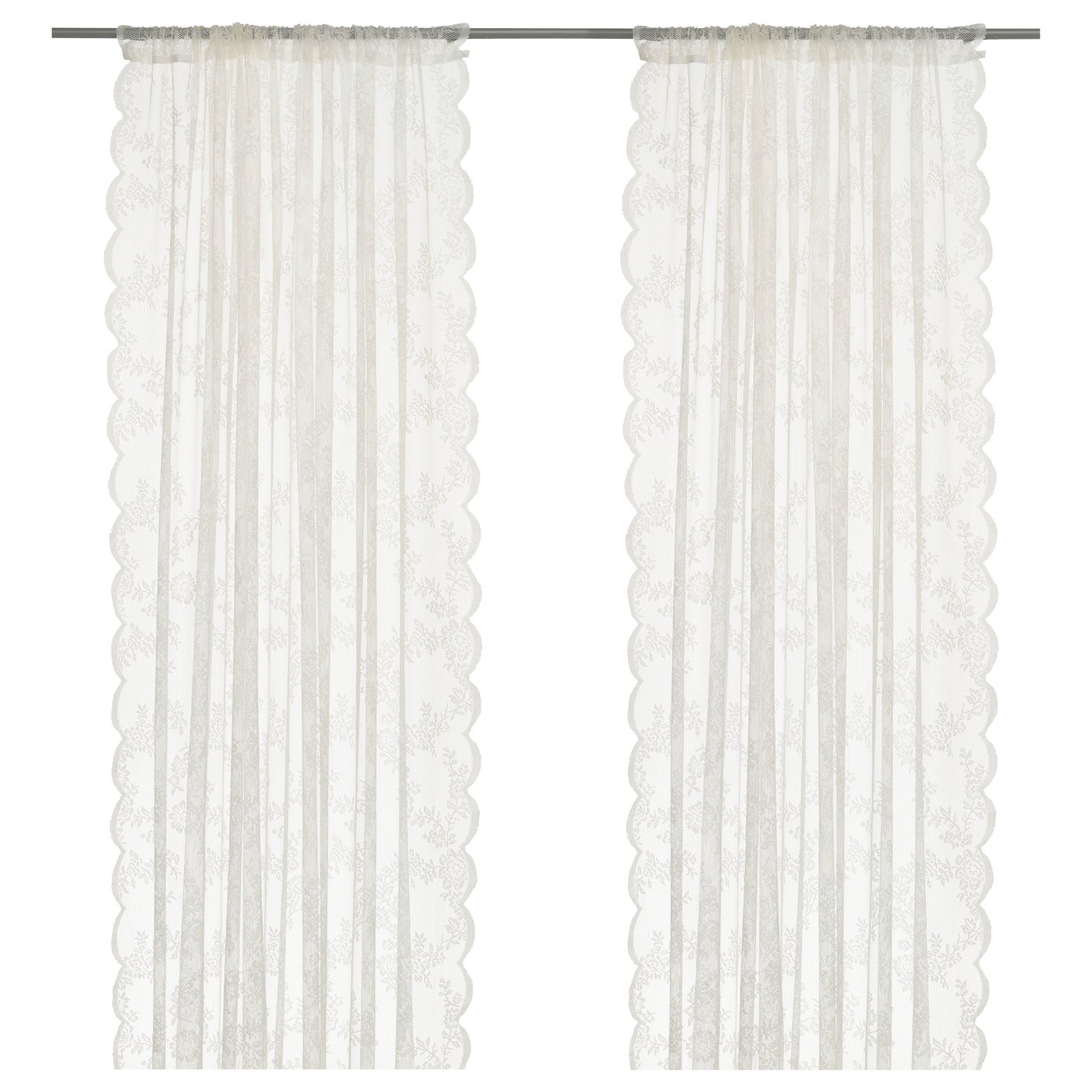 Alvine Spets Lace Curtains 1 Pair Off White Ikea