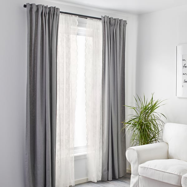 Alvine Spets Lace Curtains 1 Pair Off White Ikea