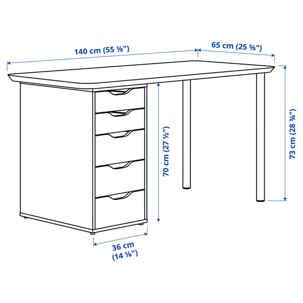 ANFALLARE / ALEX desk, bamboo/black-brown, 140x65 cm (551/8x255/8