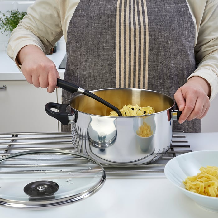 ANNONS Pot with lid, glass/stainless steel, 5.3 qt (5 l) IKEA CA