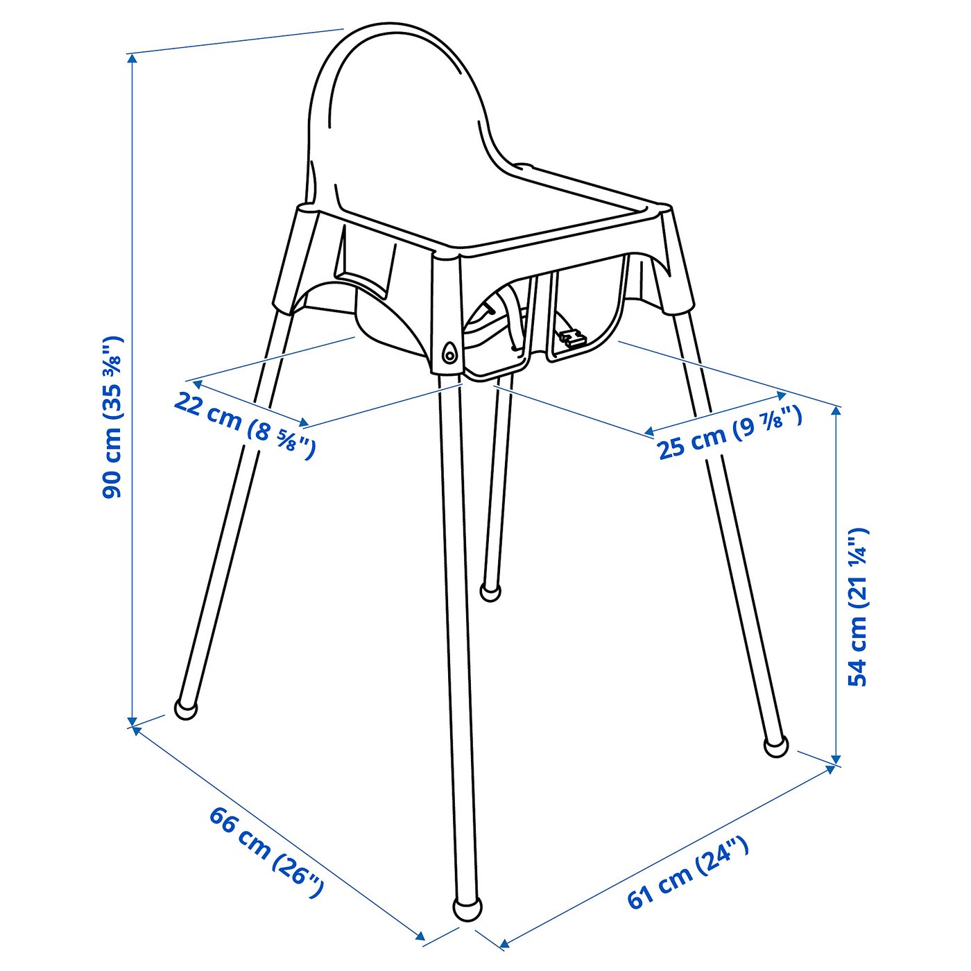 ANTILOP high chair with safety belt, white/white - IKEA CA