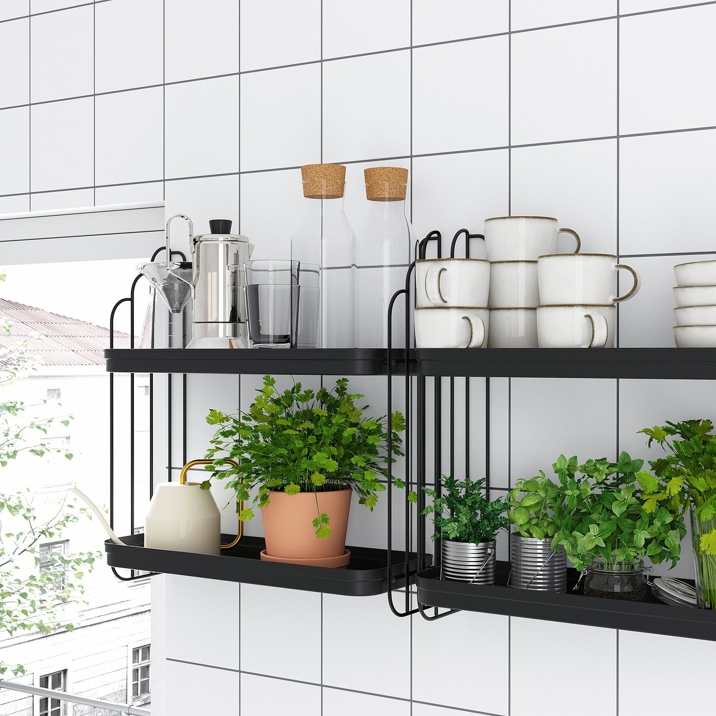APOTEKARE wall shelf, black, 50x52 cm (195/8x201/2