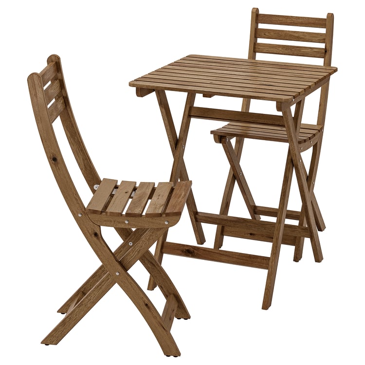 ASKHOLMEN bistro set, outdoor, light brown stained IKEA CA