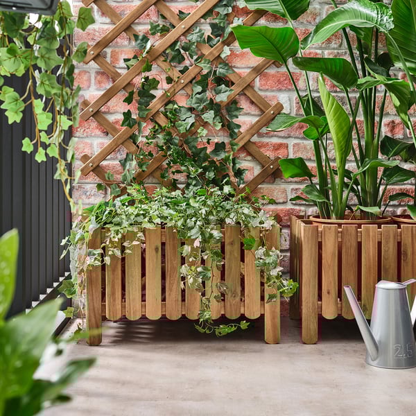 ASKHOLMEN Flower box with trellis, outdoor, dark brown