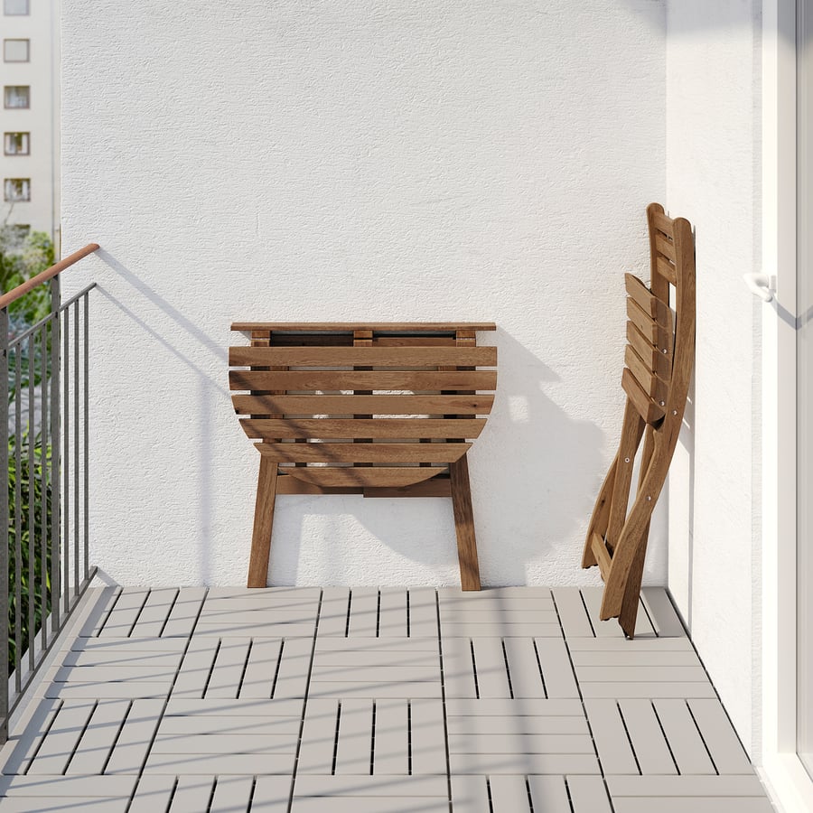 ASKHOLMEN Bistro set,outdoor graybrown stained, Frösön/Duvholmen