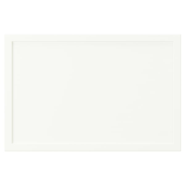 ASPUDDEN table, white, rectangular, simple design, made of particleboard and fibreboard with plastic edging and foil.