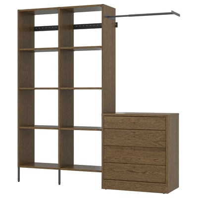 AURDAL / TONSTAD Bedroom furniture, set of 2, brown stained oak veneer/dark gray