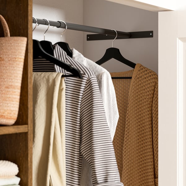 AURDAL Wardrobe combination, brown stained oak veneer/dark gray, 68 1/2-94 1/2x15 3/4x87 "