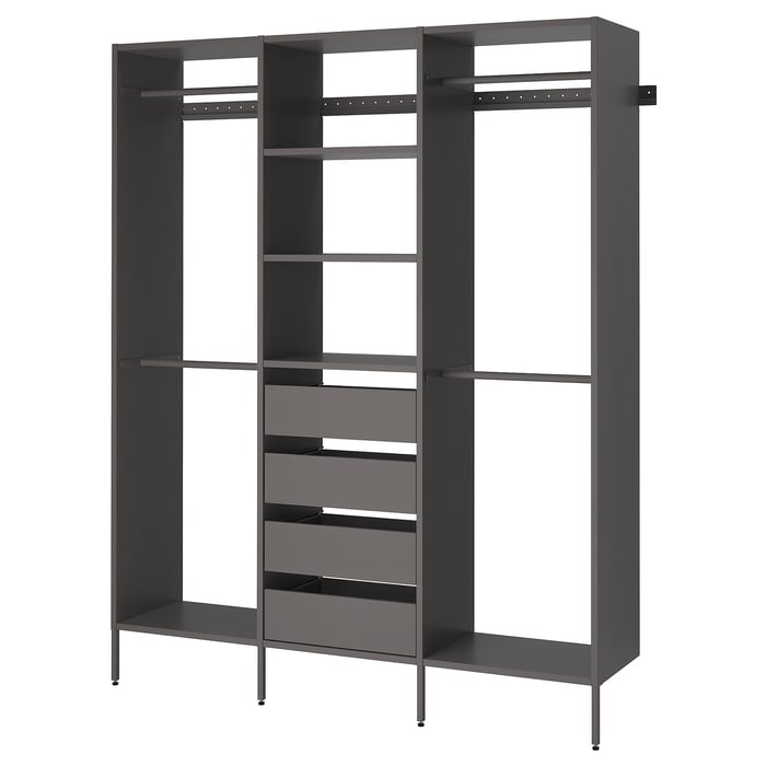 AURDAL wardrobe combination, dark gray, 190x40x221 cm (743/4x153/4x87") IKEA CA