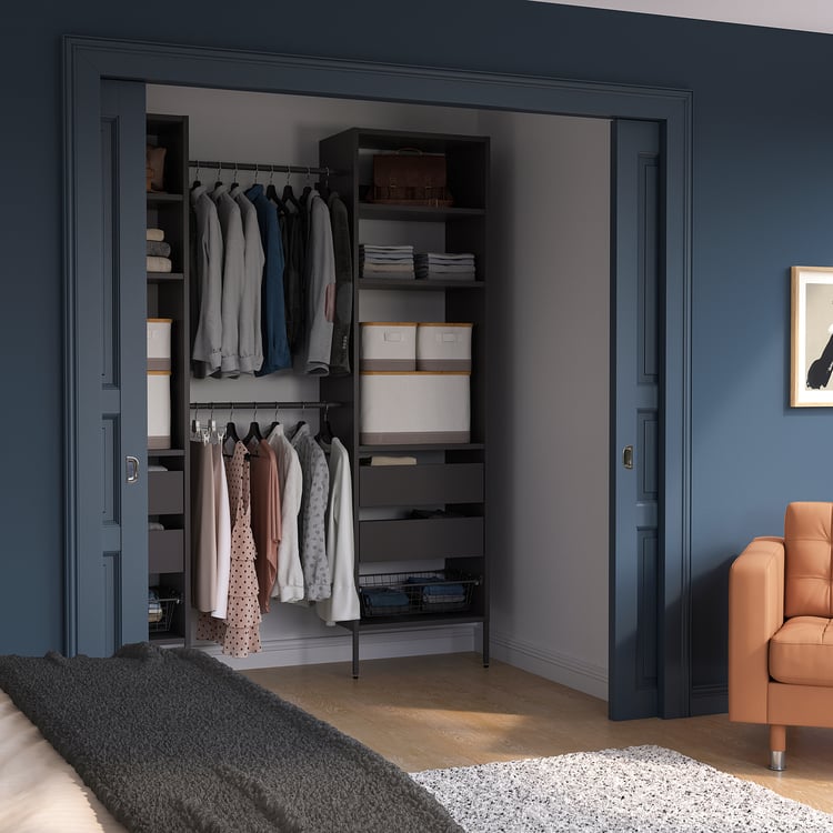 AURDAL wardrobe combination, dark gray, 182215x40x221 cm (715/8845