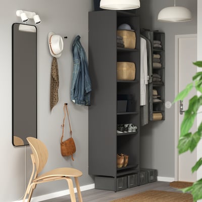 AURDAL Wardrobe combination, dark gray, 47-60x15 3/4x87 "