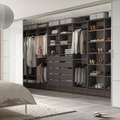 AURDAL Wardrobe combination, dark gray, 196 7/8x15 3/4x87 "