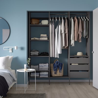 AURDAL Wardrobe combination, dark gray, 74 3/4x15 3/4x87 "