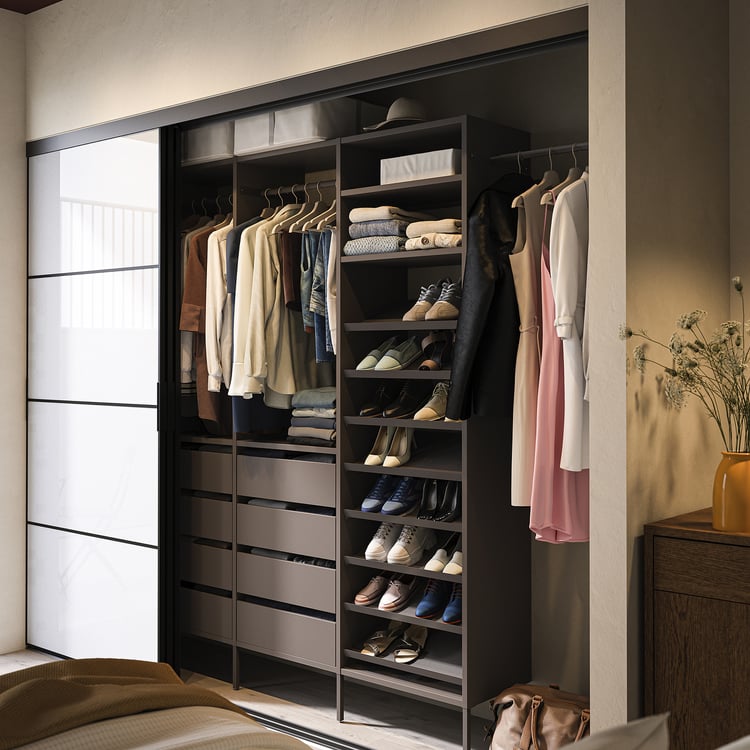 AURDAL wardrobe combination, dark gray, 242-275x40x221 cm (951/8-1081 ...