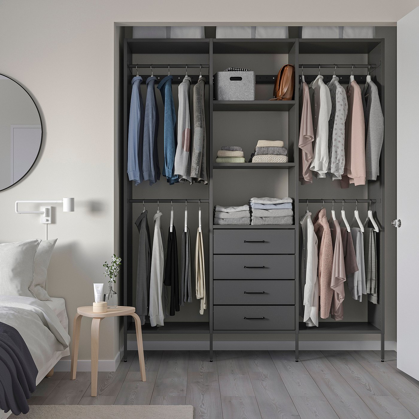 AURDAL wardrobe combination, dark gray, 190x40x221 cm (743/4x153