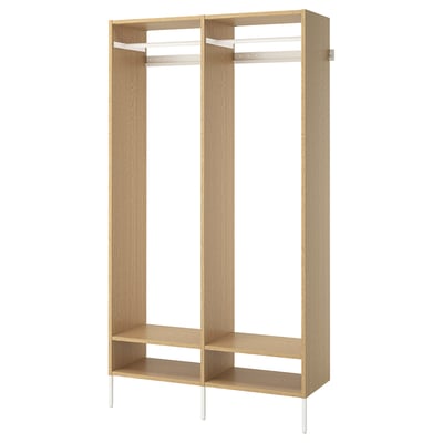 AURDAL Wardrobe combination, oak veneer/white, 49 1/4x15 3/4x87 "